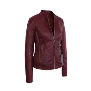 Blouson en cuir PU pour homme, style motard, col montant, fermeture éclair, coupe ajustée, pour l'automne, manches classiques, couleur unie - Product Image 3