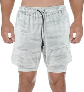 Custom Logo Men's Double <b>Layer</b> Printed Spandex/Cotton Sports Athletic Workout Running Gym Shorts Liner Breathable Shorts - Product Image 2