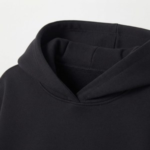 Solid Black <b>Women</b> Crop Top Hoodie Drawstring Pullover Polyester/Cotton Casual <b>Long</b> Sleeve Custom Logo Casual Pullover <b>Hoodies</b> - Product Image 5