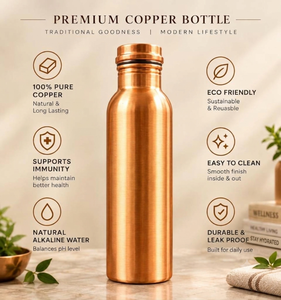 Botella de Agua de Cobre 100% Puro de 1000 ml con Tapa de Rosca a Prueba de Fugas, Botella Reutilizable para el Hogar, Viajes, Yoga y Oficina - Product Image 4