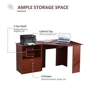 Scrivania angolare a L nera con mobiletto porta stampante per ufficio domestico - Categoria prodotti: Cappotti da donna - Product Image 6