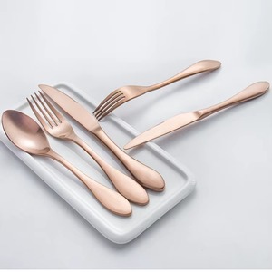 Ensemble de couverts en acier inoxydable rose doré personnalisé avec logo, 6 pièces, pour hôtel, restaurant, événements - Product Image 3
