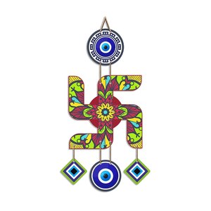 Sculpture murale décorative bohème Swastika, motif Mandala Œil protecteur – Décoration hindoue Vastu porte-bonheur, énergie positive, art en corde Diwali - Product Image 5
