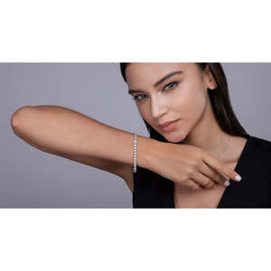 Pulsera de tenis de lujo de plata de ley 925 con baño de rodio y moissanita en forma de hexágono |   Joyería Fina Ajustable con Certificación GRA - Product Image 6