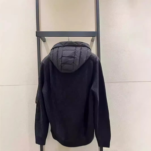 Men’s Padded Knit Jacket Hybrid Zip Up Hooded <b>Cardigan</b> Down Filled Front Panel Lightweight Winter Outerwear - Product Image 3