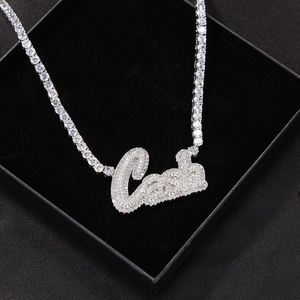 Moissanite Letter Pendant <b>Necklace</b> New Style Letter Hip Hop Luxury 925 Sterling Silver VVS <b>Necklace</b> DIY English <b>Name</b> - Product Image 1