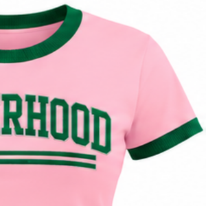   Camiseta gráfica rosa Sisterhood para mujer, camiseta informal de manga corta con cuello redondo, estilo hermandad, cómoda y a la moda para el día a día - Product Image 3
