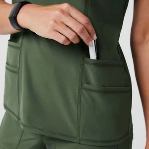 Blouses médicales à col en V de marque privée, vêtements pour médecins et personnel hospitalier, tissées en coton 100%, confortables - Product Image 5