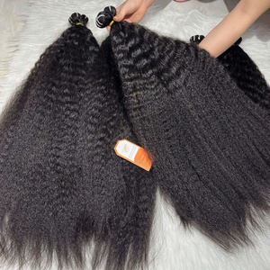 12A Grade Kinky Straight Remy Hair Bundles Yaki Cuticule Alignée Extensions de tissage de cheveux humains vierges bruts - Product Image 2