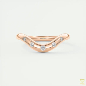 Bague de contour délicate en or et diamants pour femme, alliance empilable, design de bijoux minimaliste de luxe - Product Image 2