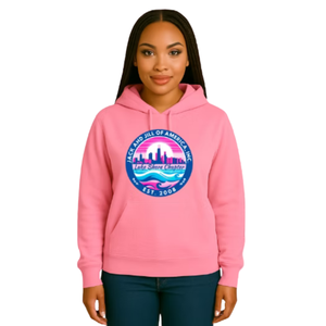 Sweat à capuche graphique rose pour femme, pull décontracté à manches longues, streetwear quotidien, vêtement confortable pour un style de vie actif - Product Image 1