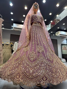 <b>Purple</b> Embroidered Nylon Polyester Lehenga Choli Floor-Length Traditional Indian Pakistani Wedding <b>Dress</b> Women's Bridal Quick - Product Image 3