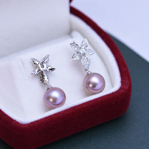 Pendientes Colgantes de Plata de Ley S925 con Perlas de Agua Dulce de 9-10 mm, Versátiles, de Zhuji, con Luz Intensa y Pequeñas Imperfecciones, Venta al por Mayor, Suministro Transfronterizo en Vivo - Product Image 3