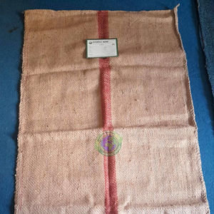 Saco de Yute Rojo de 120x70cm con Franjas, para Empacar Arroz, Cacao, Anacardos, Ecológico, Biodegradable, con Impresión de Logotipo Personalizado - Product Image 1