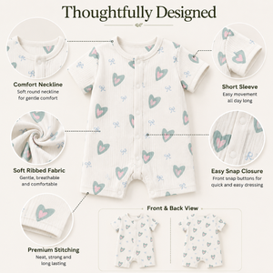 Romper de Manga Corta con Nervaduras de Bambú Personalizado para Bebé |   Mono blanco suave para bebé, con broches al frente, unisex, para todas las estaciones, de una pieza, para uso diario - Product Image 3