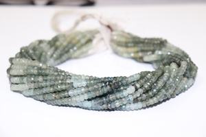 Perles Rondelle à facettes aigue-marine 3-4mm 13 pouces brin de pierres précieuses naturelles pour la fabrication de bijoux - Product Image 4