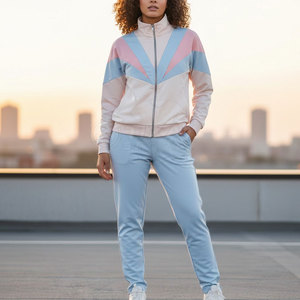 Ensemble de survêtement classique pour femme, fermeture éclair intégrale, vêtements de sport confortables avec tissu lisse pour l'entraînement - Product Image 3