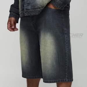 Shorts de Mezclilla Elásticos Personalizados para Hombre, Estilo Y2K, Bordado, Lavado Claro, Ropa Urbana, Directo de Fábrica - Product Image 1