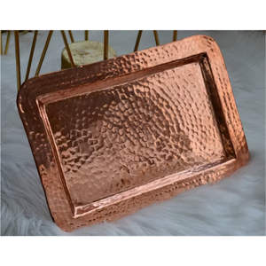 Assiette de service décorative de luxe en cuivre pur martelé à la main, 13 pouces, pour mariage, hôtel et décoration intérieure - Product Image 3