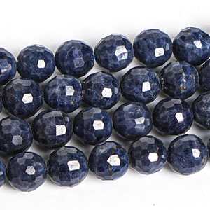 Perles de saphir naturel authentique, bleu foncé, micro-facettées, rondes, en vrac, pour la création de bijoux, bracelets - Product Image 3