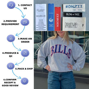 Sudadera Oversize de Cuello Redondo para Mujer Bills, 100% Algodón, Hombros Caídos, Estampado de Letras, Estilo Urbano Otoñal, Transpirable, Cuello Simulado - Product Image 4