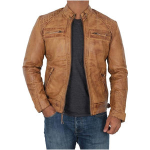 Veste réversible en cuir de vache véritable pour homme, personnalisable en gros, écologique, chaude, marron, streetwear - Product Image 1