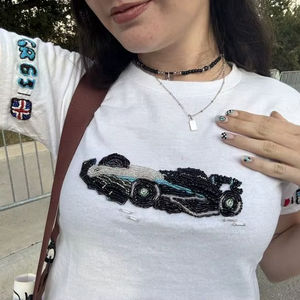 Exclusive Manufacturer White Cotton Ribbed Tank <b>Top</b> Crop <b>Top</b> With Beaded Embroidery Three Purple Fish Patches Women Hot Sale - Product Image 1