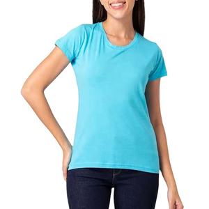 Camisetas de Mujer al por Mayor, Ecológicas, con Logotipo, Cuello en V, Rayadas, de Poliéster/Algodón, Corte Ajustado, Casuales, Tallas Grandes, para Verano - Product Image 1