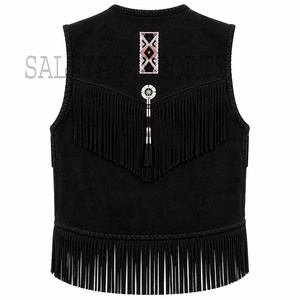 Gilet en cuir suédé de style western pour homme, très tendance, avec franges |   Fournisseur de vestes en cuir artisanales de qualité supérieure - Product Image 2