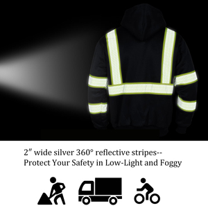 All Weather High Visibility Safety Jacket Hooded <b>Waterproof</b> Shell Reflective <b>Work</b> Coat Multi Purpose Outdoor Security Gear - Product Image 6