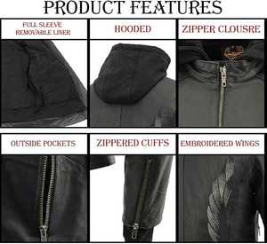 Veste de moto en cuir premium pour femme SAMROZ SPORTS avec doublure amovible à capuche - Product Image 2