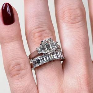 Anillo de Compromiso de Lujo con Diamante Cultivado en Laboratorio de Corte Esmeralda de 1.00CT, Certificado IGI, Anillo de Boda de Oro de 10K, 14K, 18K, Venta al Por Mayor - Product Image 2