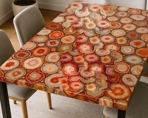 Table à manger de luxe en agate rouge, plateau de table en pierre précieuse naturelle fait main, mobilier moderne en pierres semi-précieuses, vente en gros, meubles sur mesure - Product Image 3