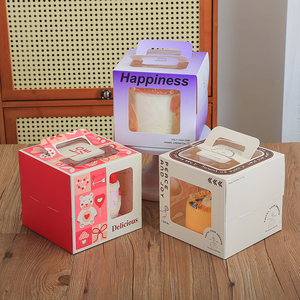 Cajas de Papel Transparentes para Pasteles y Donuts, Cajas Rosas para Pasteles de Boda con Asa, Cajas Pequeñas para Comida para Llevar de Navidad, Cajas Plegables para Regalos - Product Image 4