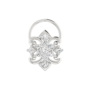 0.14 Carat Natural <b>Diamond</b> <b>Nose</b> Pin-14K Gold Round Brilliant Cut Flower Design Ethnic Style-HI Color VS-SI Clarity - Product Image 3