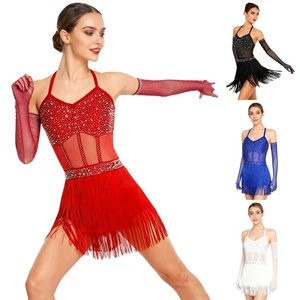 Traje de Baile Latino <span class=keywords><strong>para</strong></span> Mujer, con Guantes Largos, <span class=keywords><strong>para</strong></span> Competencias, Fiestas, <span class=keywords><strong>Tango</strong></span>, Baile de Salón, Gimnasia - Product Image 1