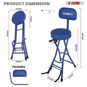 Taburete para Guitarra 5Core, Silla Acolchada de 3.15 Pulgadas con Respaldo, Asiento Musical Plegable con Reposapiés Integrado, Soporte para Guitarra - Product Image 3