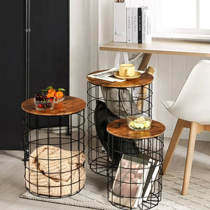 금속 바구니 프레임이있는 2 개의 중첩 사이드 테이블의 SWT 2024 세트 - Product Image 4