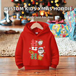 Custom <b>Red</b> Christmas <b>Hoodie</b> 400GSM Polyester Cotton Fleece Sweatshirt DTF Print Oversized Pullover Winter Streetwear - Product Image 6