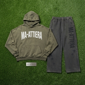 Ensemble survêtement homme personnalisé vert olive vieilli avec sweat à capuche et pantalon de jogging noir en molleton de coton, style streetwear, vente en gros OEM - Product Image 6