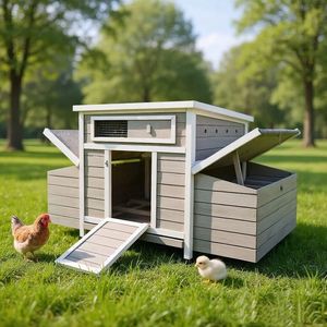 Grande Pollaio in Legno per Esterni con 2 Cassette Nido Laterali, Gabbia per Galline e Pollame per Uso Esterno - Product Image 1