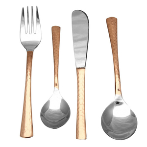 Handmade Indian Stainless Steel & Copper Hammered Cutlery <b>Set</b> Elegant Dinnerware Flatware <b>Spoon</b> <b>Fork</b> <b>Knife</b> Tableware Gift Item - Product Image 5