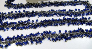 Blue Sapphire Quartz Rondelle Beaded Chain 2mm Size Plain Smooth <b>Wire</b> Wrapped Cluster Grape Chain - Product Image 2