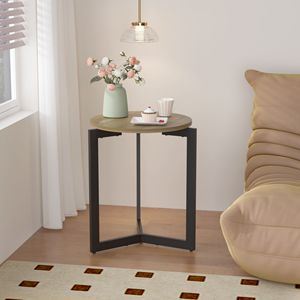 19.68\"H <b>Round</b> <b>Side</b> <b>Table</b> with Sturdy Metal Frame <b>Round</b> Accent End Nightstand for Living Room Bedroom Balcony - Product Image 5