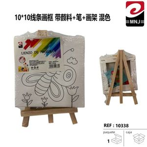 LIENZO Ensemble chevalet et pinceaux pour dessin au trait 10x10 pouces avec cadre pour jouets de dessin - Product Image 1