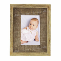 Cadre photo en bois de manguier, design élégant, finition brûlée, à poser au mur ou sur table, décoration intérieure, fabriqué en Inde.