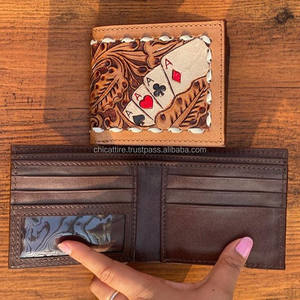 กระเป๋าสตางค์ผู้ชายแบบตะวันตกลายดอกไม้หนังแท้คาวบอยทำด้วยมือแกะสลักด้วยมือล่าสุด - Product Image 6