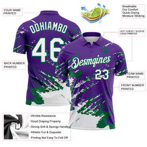 Camiseta de Fútbol Sublimada Personalizada Yourteams para Hombre, Morado, Verde y Blanco, Absorbe la Humedad, Manga Corta, Corte Regular, Ropa Deportiva para Adultos - Product Image 3
