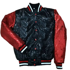 Women's Blue <b>Sequin</b> Bomber <b>Jacket</b> Stand Collar Zipper Closure Autumn Wear Solid Color Woven Polyester - Product Image 6