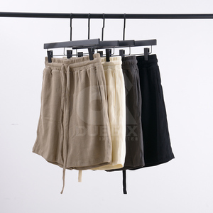 New 2026 Design Casual Men's Summer Shorts Set Breathable Plain Dyed Front Logo Solid Pattern Polyester/Cotton <b>Blend</b> Wholesale - Product Image 3